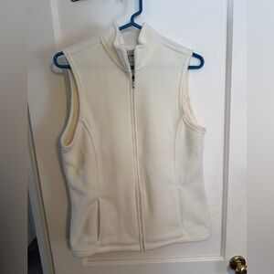 LL Bean Off-White Sleeveless Light Weight Fleece Vest